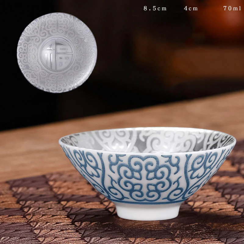 Buddha Stones Tibet Pattern Fu Character Ceramic Teacup Kung Fu Tea Cups 55ml