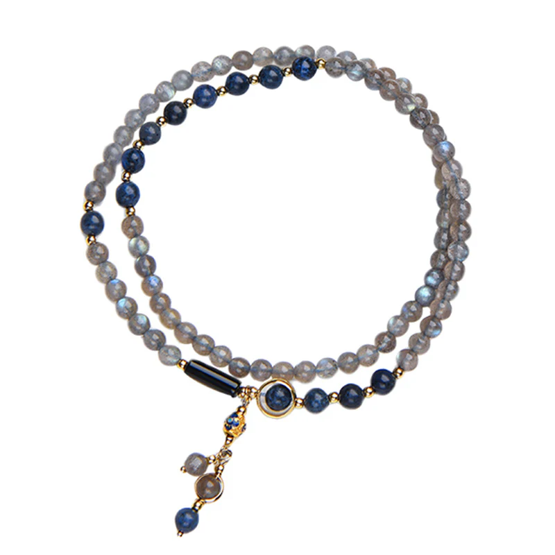 Buddha Stones Moonstone Lazurite Calm Healing Positive Bracelet