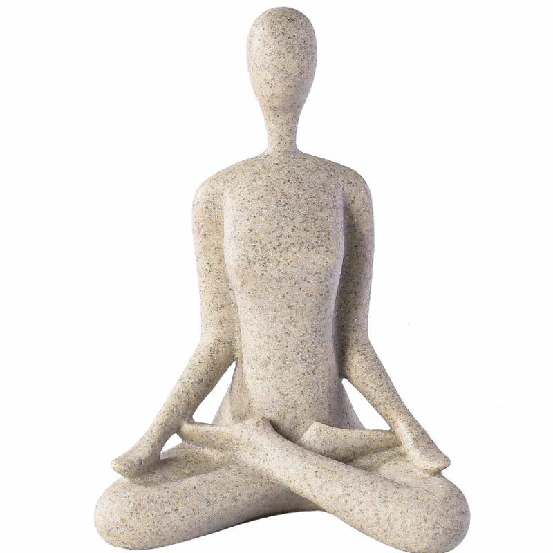 Buddha Stones Abstract Yoga Meditating Exercise Resin Spiritual Figurine Sculpture Desk Decoration