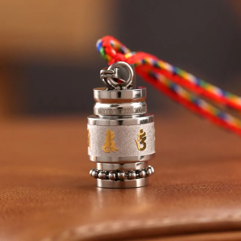 Buddha Stones Tibet Om Mani Padme Hum Shurangama Mantra Titanium Steel Wisdom Amulet Necklace Pendant