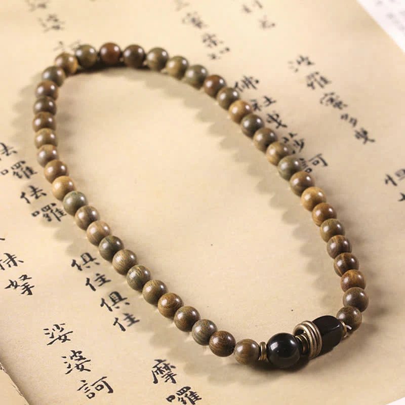 Buddha Stones Tibetan Green Sandalwood Crystal Soothing Peace Bracelet