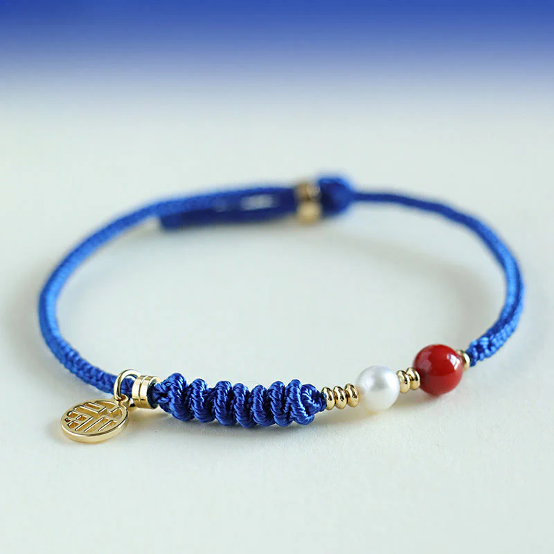 Buddha Stones Klein Blue String South Red Agate Garnet Blue Aventurine Lazurite Copper Butterfly Fu Character Positive Bracelet