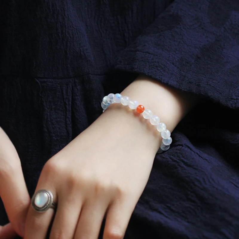 Buddha Stones Moonstone Calm Healing Positive Bracelet