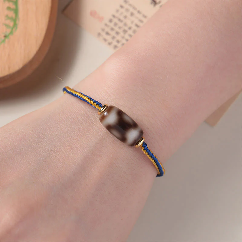 Buddha Stones Tibetan Three-eyed Dzi Bead Luck Happiness Bracelet