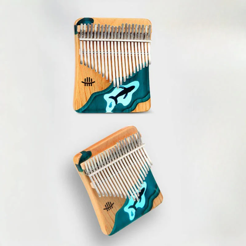 Buddha Stones Kalimba 17/21 Keys Thumb Piano Beech Wood Deep Sea Blue Whale Portable Finger Piano