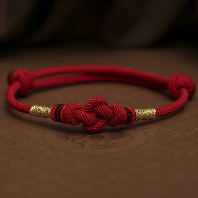 Buddha Stones Red String Jade Luck Fortune Knot Braided Couple Bracelet