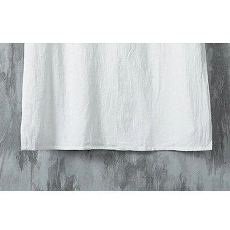 Buddha Stones Daily Casual Plain Chinese Frog-Button Men's Short Sleeve Cotton Linen Shirt