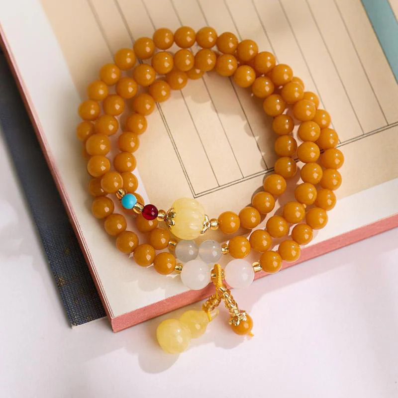 Buddha Stones Amber Gourd Multilayer Confidence Bracelet