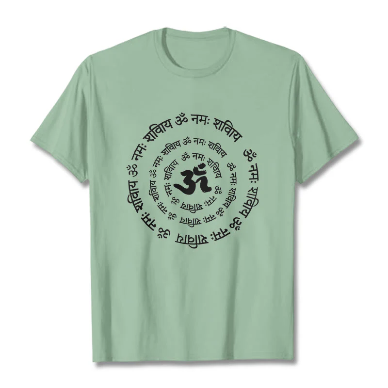 Buddha Stones OM Symbol Sanskrit Mantras Design Cotton Tee T-shirt
