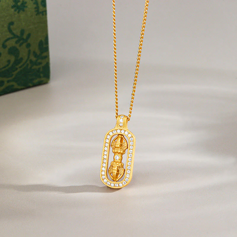 Buddha Stones 925 Sterling Silver Mini PiXiu Dorje Vajra Wealth Necklace Pendant