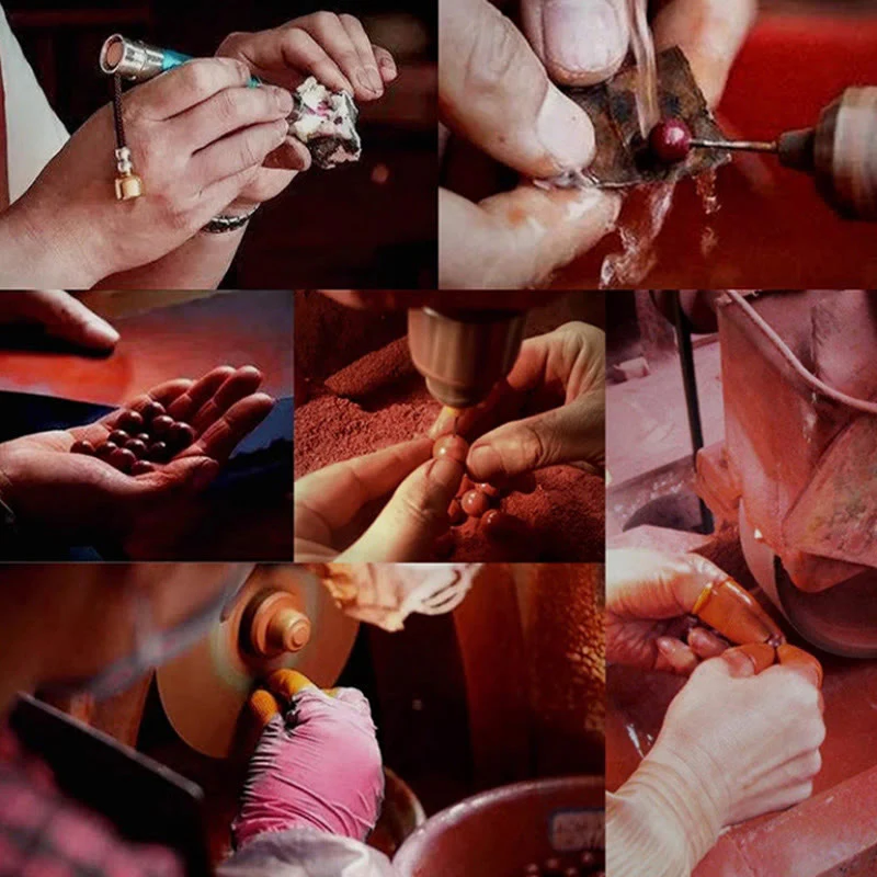 Buddha Stones Year of the Dragon Natural Cinnabar Dragon Protection Necklace Pendant