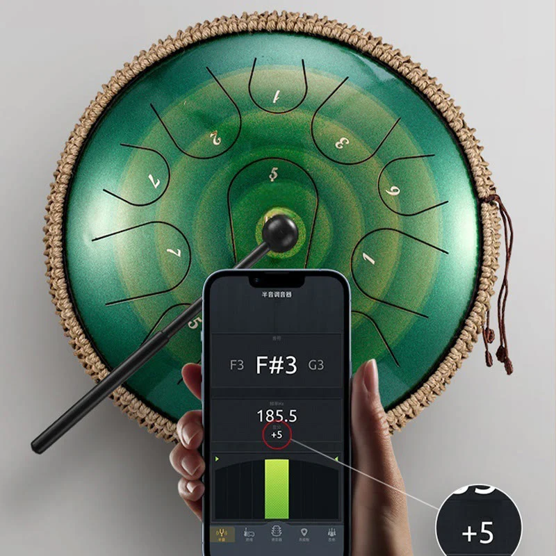 Buddha Stones Steel Tongue Drum Sound Healing Mindfulness Meditation Drum Kit 15 Note 14 Inch Percussion Instrument