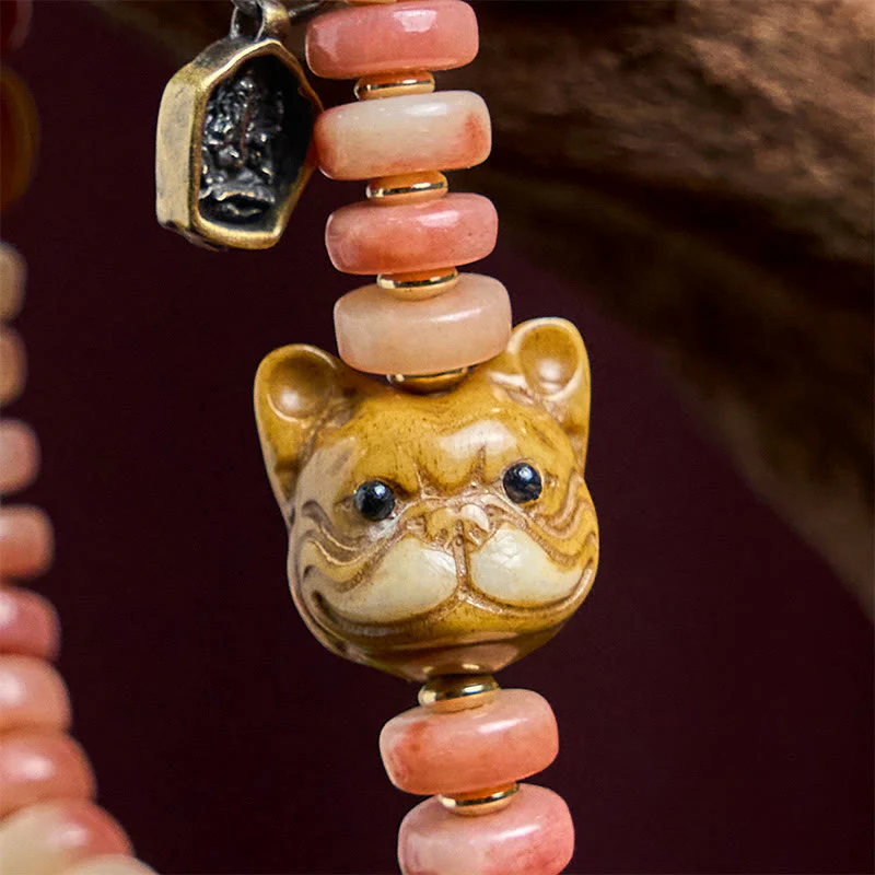 Buddha Stones Natural Tibetan Camel Bone Purple Blood Beads Pug Luck Bracelet