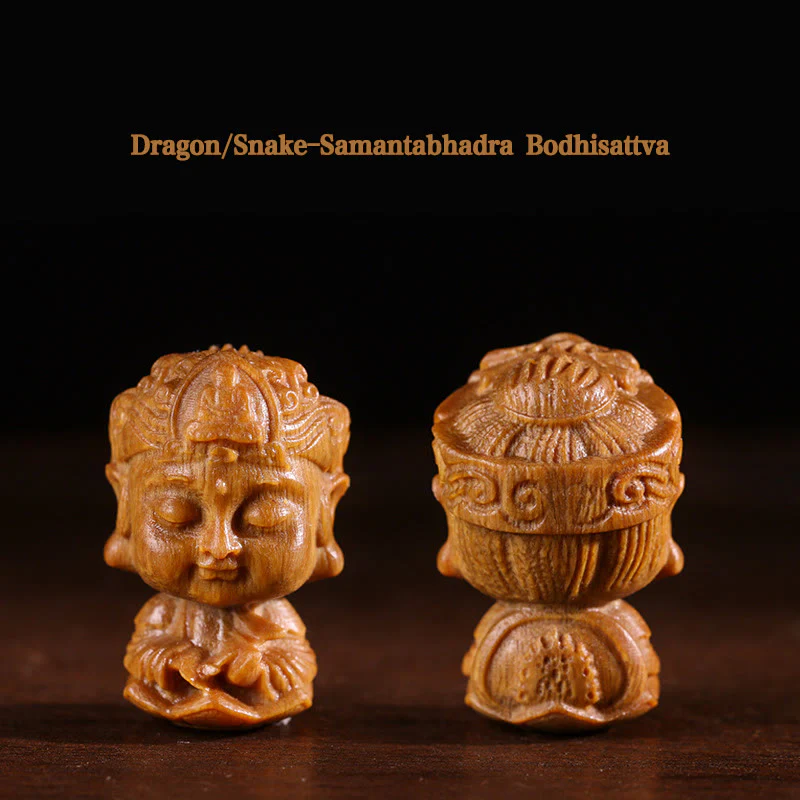 Buddha Stones Chinese Zodiac Natal Buddha Green Sandalwood Lotus Engraved Positive Home Decoration