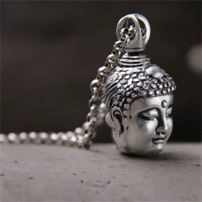 Buddha Stones 999 Sterling Silver Buddha Demon Serenity Necklace Pendant