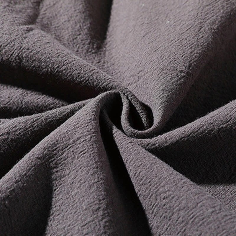 Buddha Stones 2Pcs Plain Notched Collar T-Shirt 7-8 Length Wide Leg Shorts With Pockets Cotton Linen Men's Meditation Cloth Set