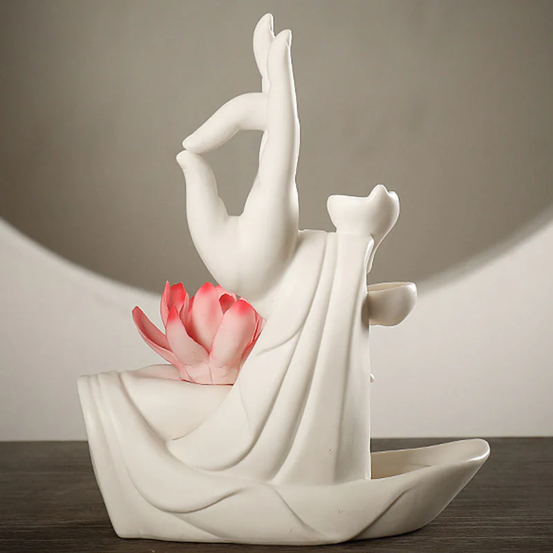 Buddha StonesTibetan Lotus Blessing Incense Burner Decoration