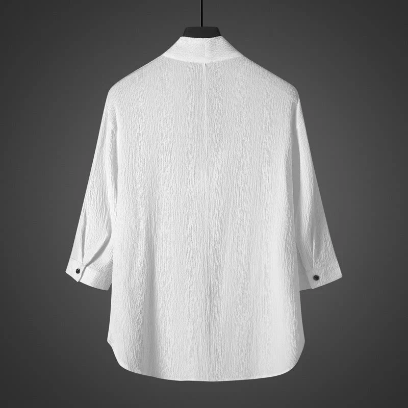 Buddha Stones Casual V-Neck Three Quarter Sleeve Men's Shirt