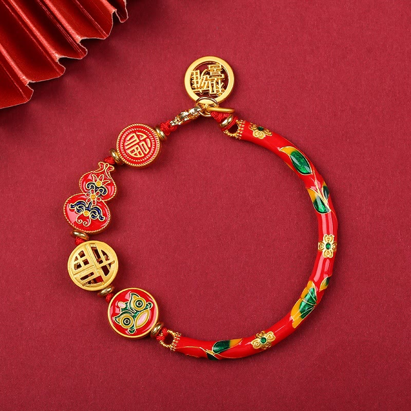 Buddha Stones Tibetan Gourd Fortune Happiness Lion Wealth Luck Bracelet