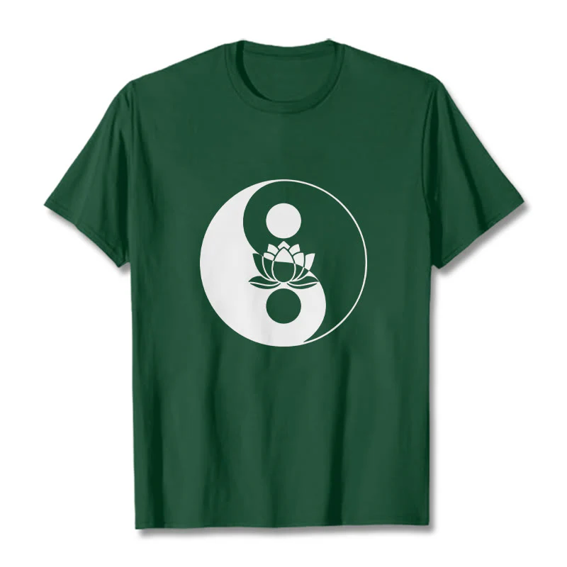 Buddha Stones Yin Yang Lotus Flower Tee T-shirt