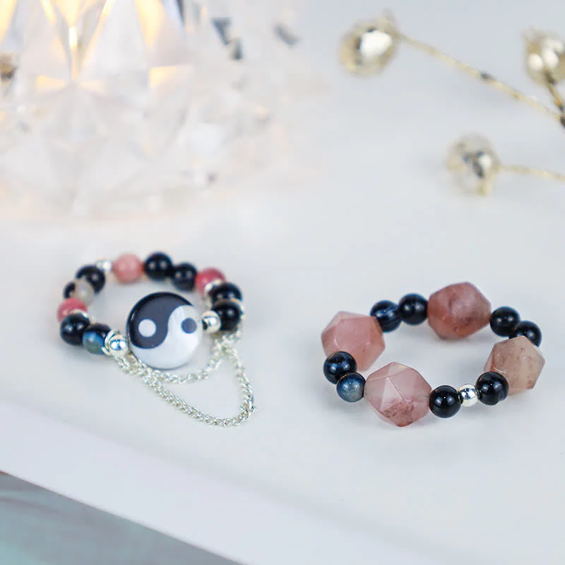Buddha Stones Yin Yang Symbol Balance Luck Ring