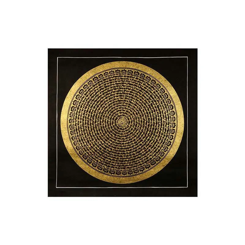 Buddha Stones Tibetan Thangka Painting Om Mani Padme Hum Dragon Phoenix Scripture Handmade Decoration(Random Style)