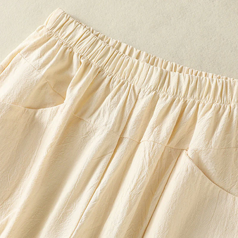 Buddha Stones 2pcs Plain Women's Short Sleeve Shirt Harem Pants Meditation Clothing Set