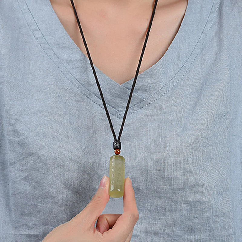 Buddha Stones Heart Sutra Citrine Happiness Strength Necklace Pendant