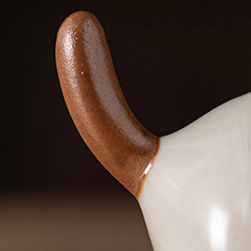 Buddha Stones Mini Lucky Cute Standing Cat Red Rope Bell Ceramic Figurine Decoration