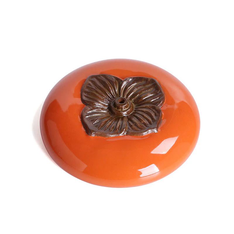 Buddha Stones Persimmon Ceramic Meditation Healing Incense Burner Incense Holders