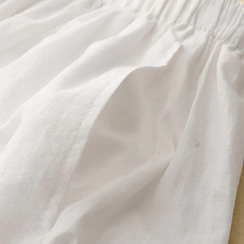 Buddha Stones Casual Simple Design Women's Cotton Harem Pants With Pockets