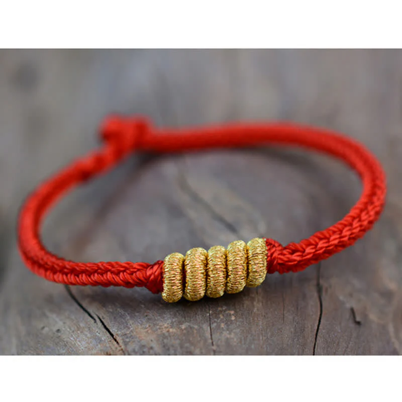 Buddha Stones Handmade Simple Design Chinese Knotting Luck Strength Braid String Bracelet