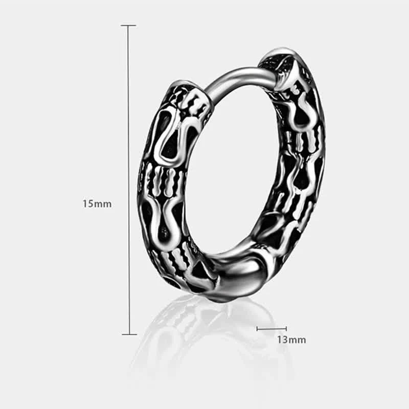 Buddha Stones Retro Pattern Titanium Steel Balance Earrings