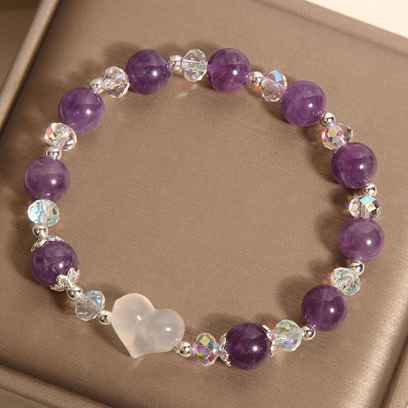 Buddha Stones Heart Amethyst White Agate Balance Bracelet