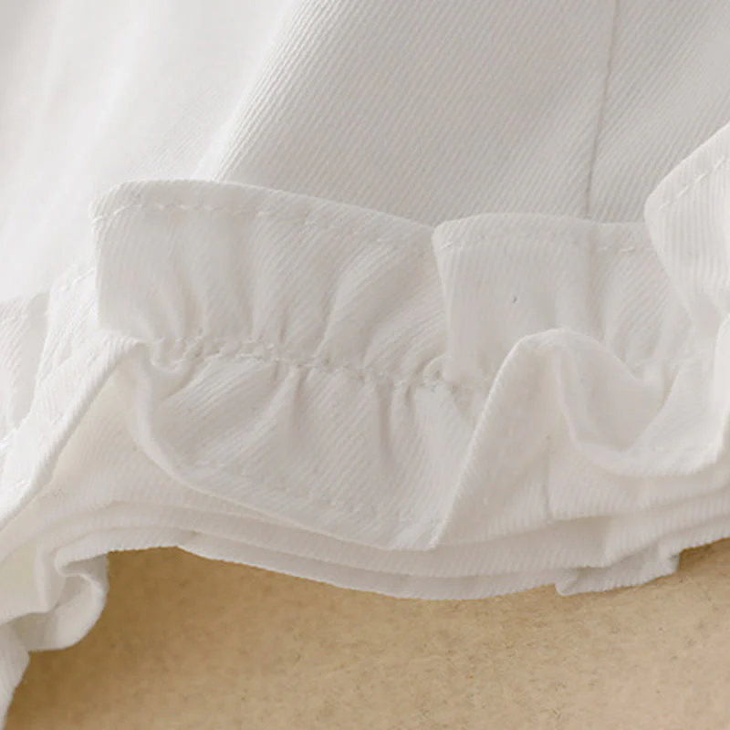 Buddha Stones Summer Button Ruffled Ankle-Length Women's Pants With Pockets