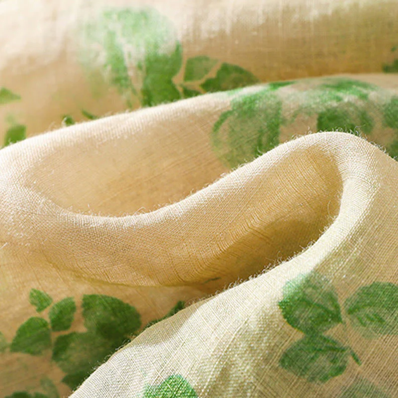 Buddha Stones Retro Printing Buttons Design Drawstring High Waist Cotton Midi Dress With Pockets