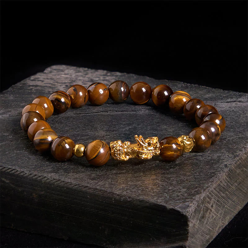 Buddha Stones Various Color Tiger Eye Beads Pixiu Wealth Courage Bracelet