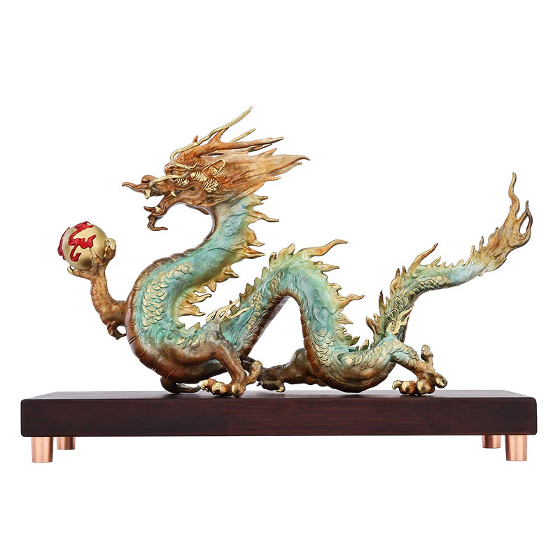 Buddha Stones Year Of The Dragon Auspicious Dragon Brass Copper Luck Success Office Decoration