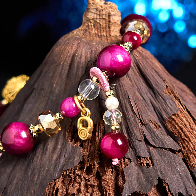 Buddha Stones Natural Red Tiger Eye Green Tiger Eye Beads Weight Balance Bracelet