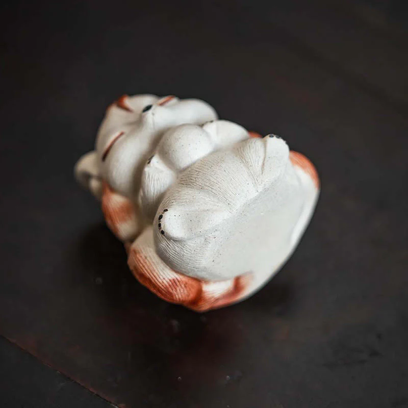 Buddha Stones Mini Nine Tailed Fox Purple Clay Luck Desk Decoration