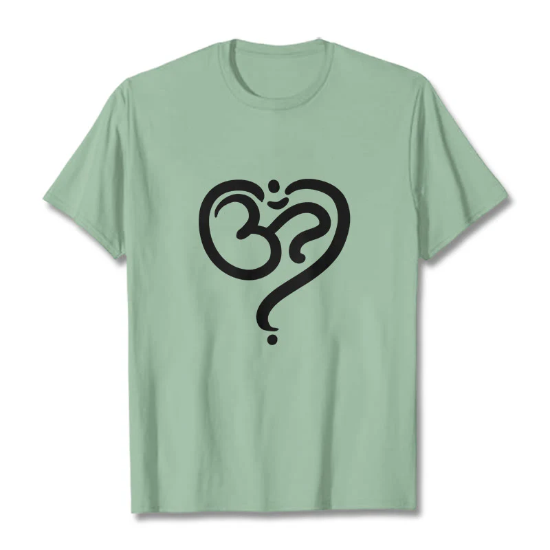 Buddha Stones Love Heart OM Symbol Design Tee T-shirt