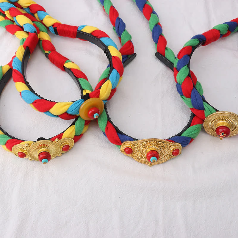 Buddha Stones Tibetan Colorful Tassel Beads Hair Decoration Hair Accessories