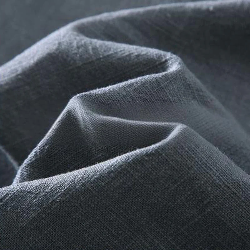 Buddha Stones Casual Plain Long Sleeve Button Lapel  Design Men's Ramie Linen Jacket With Pockets