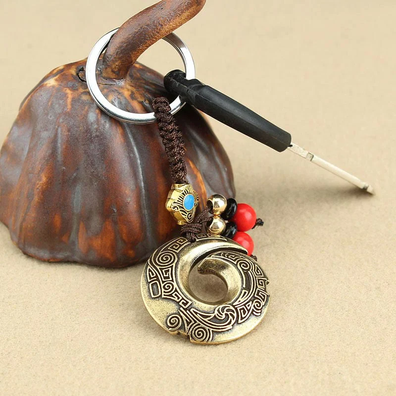 Buddha Stones Good Luck Fortune Copper Wealth Key Chain