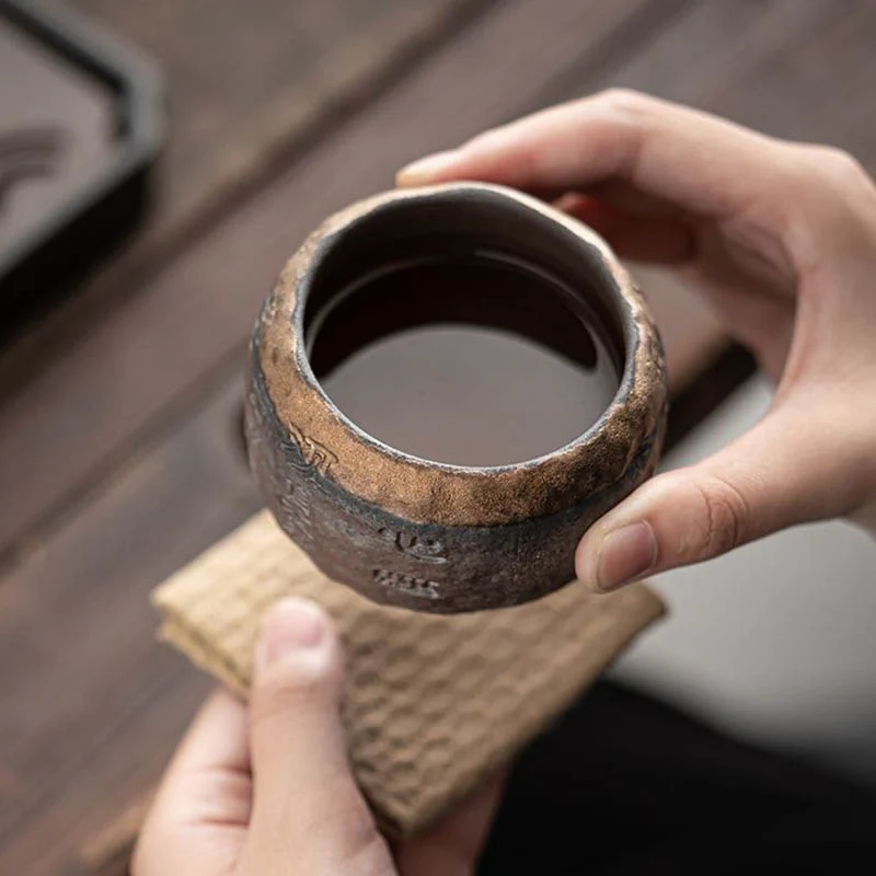 Buddha Stones Heart Sutra Engraved Ceramic Teacup Kung Fu Tea Cup 130ml