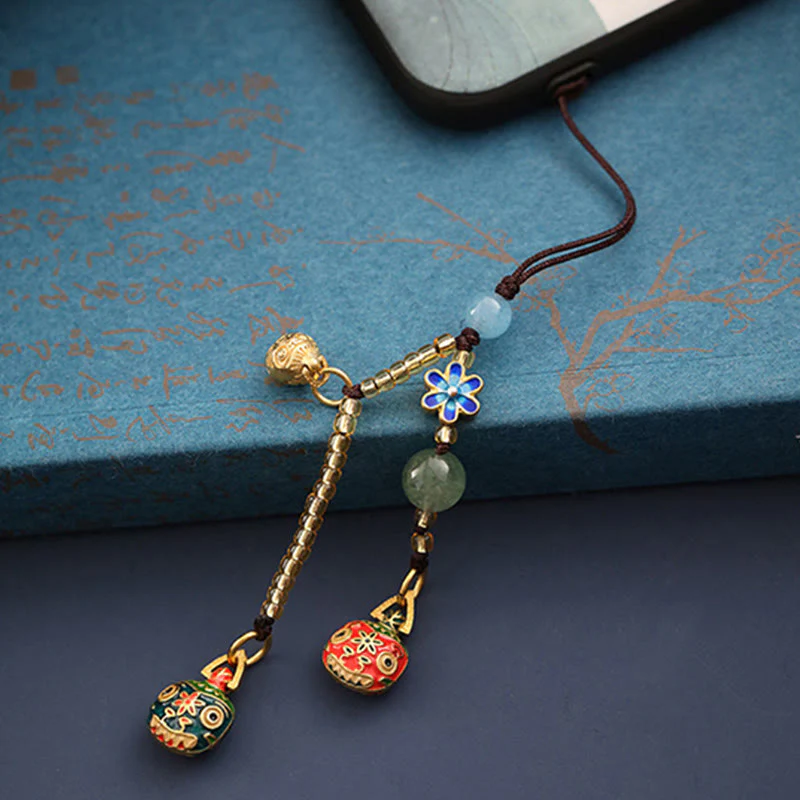 Buddha Stones Gold Swallowing Beast Family Luck Key Chain