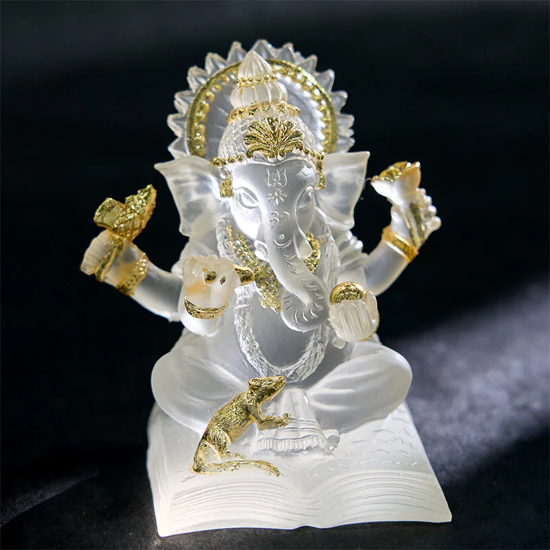 Buddha Stones Transparent White Ganesh Ganpati Elephant Statue Protection Home Resin Decoration