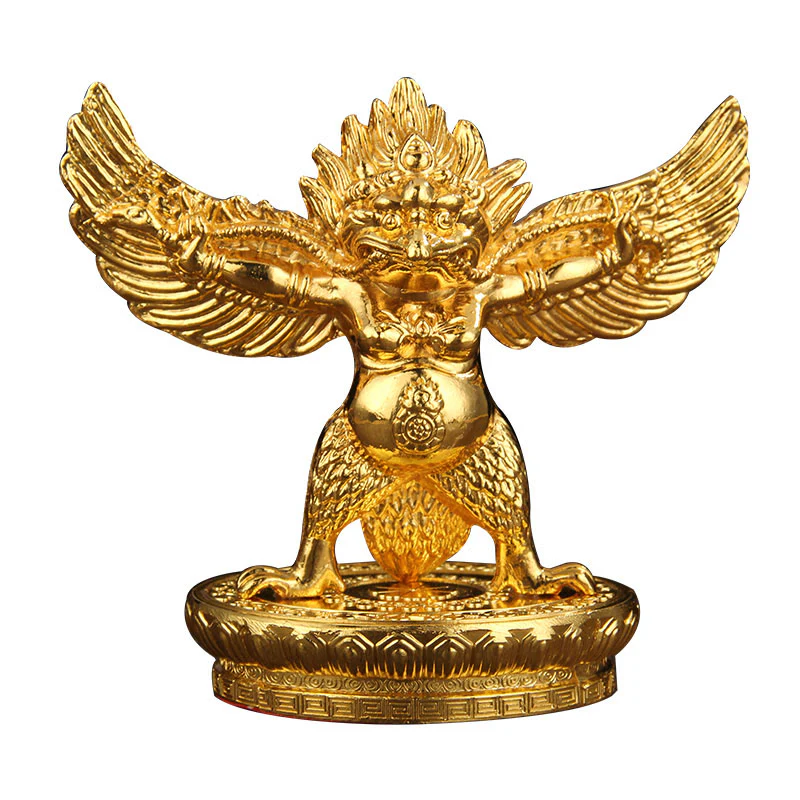 Buddha Stones Tibetan Gold Garuda Bird Alloy Protection Home Decoration