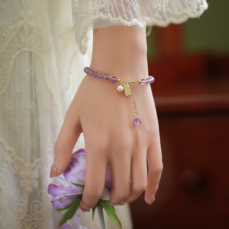 Buddha Stones Natural Amethyst Crystal Relieves Stress Bracelet