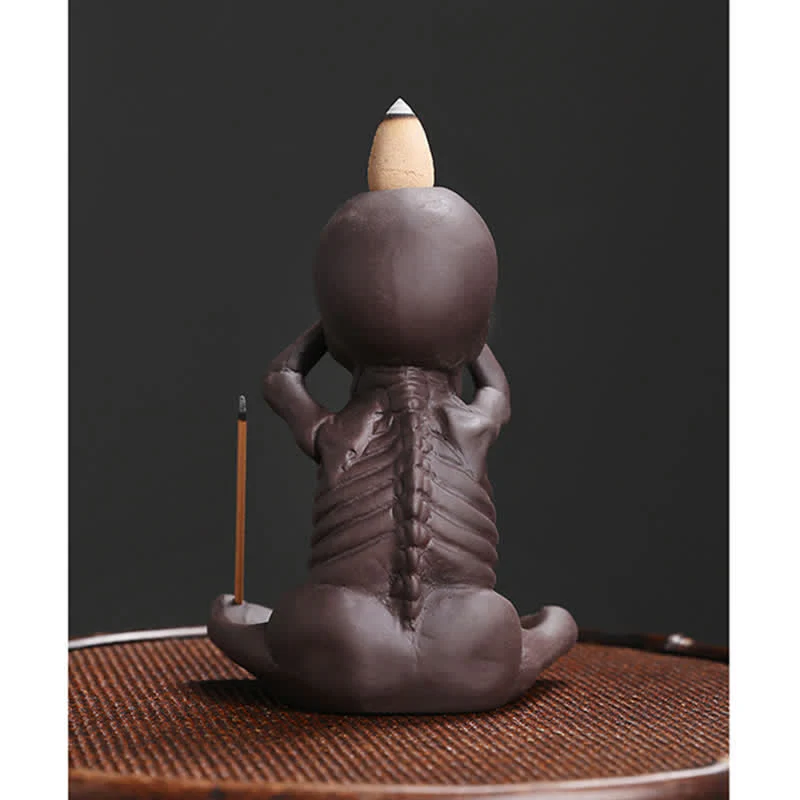 Buddha Stones Little Skull Ghost Purple Clay Backflow Smoke Fountain Peace Incense Burner Decoration (Extra 30% Off | USE CODE: FS30)